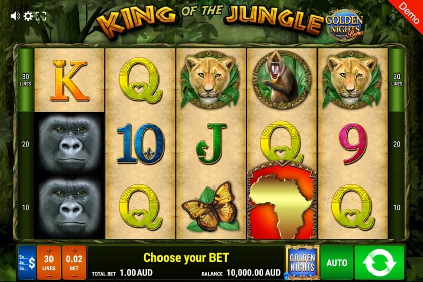Ingyenes játék King of the Jungle – Golden Nights Bonus