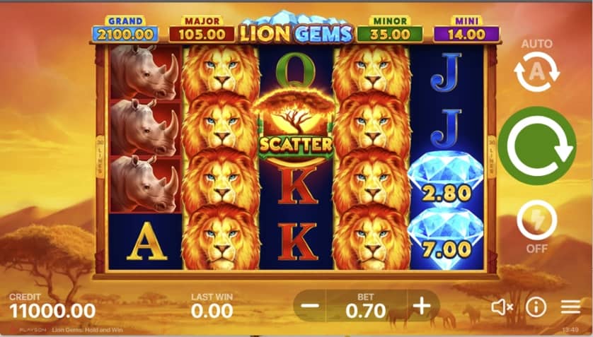 Ingyenes játék Lion Gems: Hold and Win