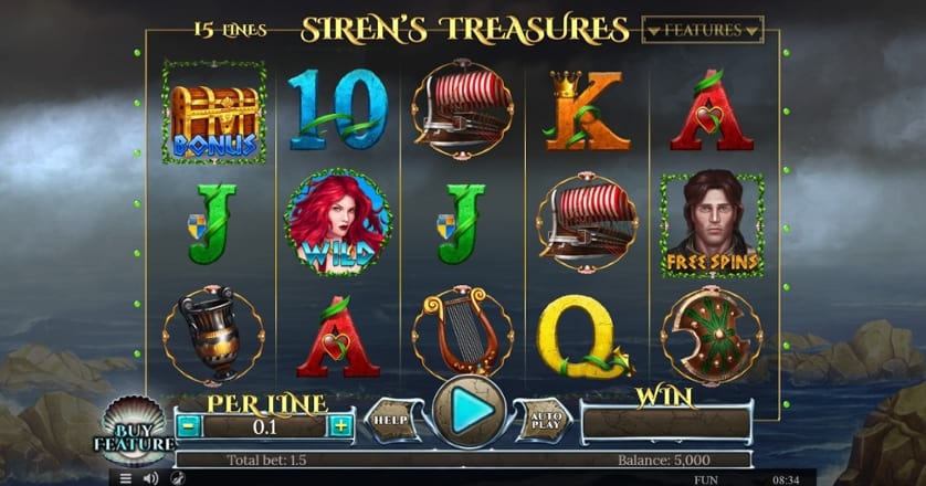 Ingyenes játék Siren’s Treasure – 15 Lines