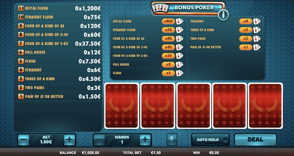 Ingyenes játék Bonus Poker